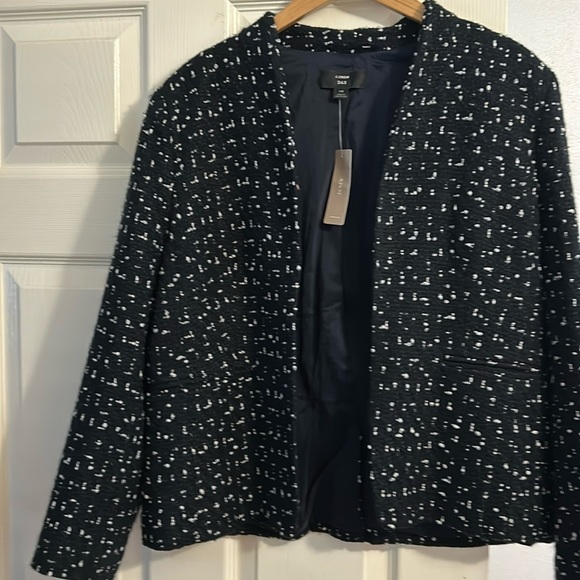 J. Crew Jackets & Blazers - J Crew Navy Tweed Long Sleeve Jacket